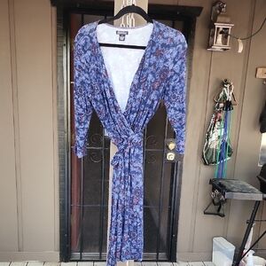 Lucky Brand Blue Floral Long Sleeve Dress